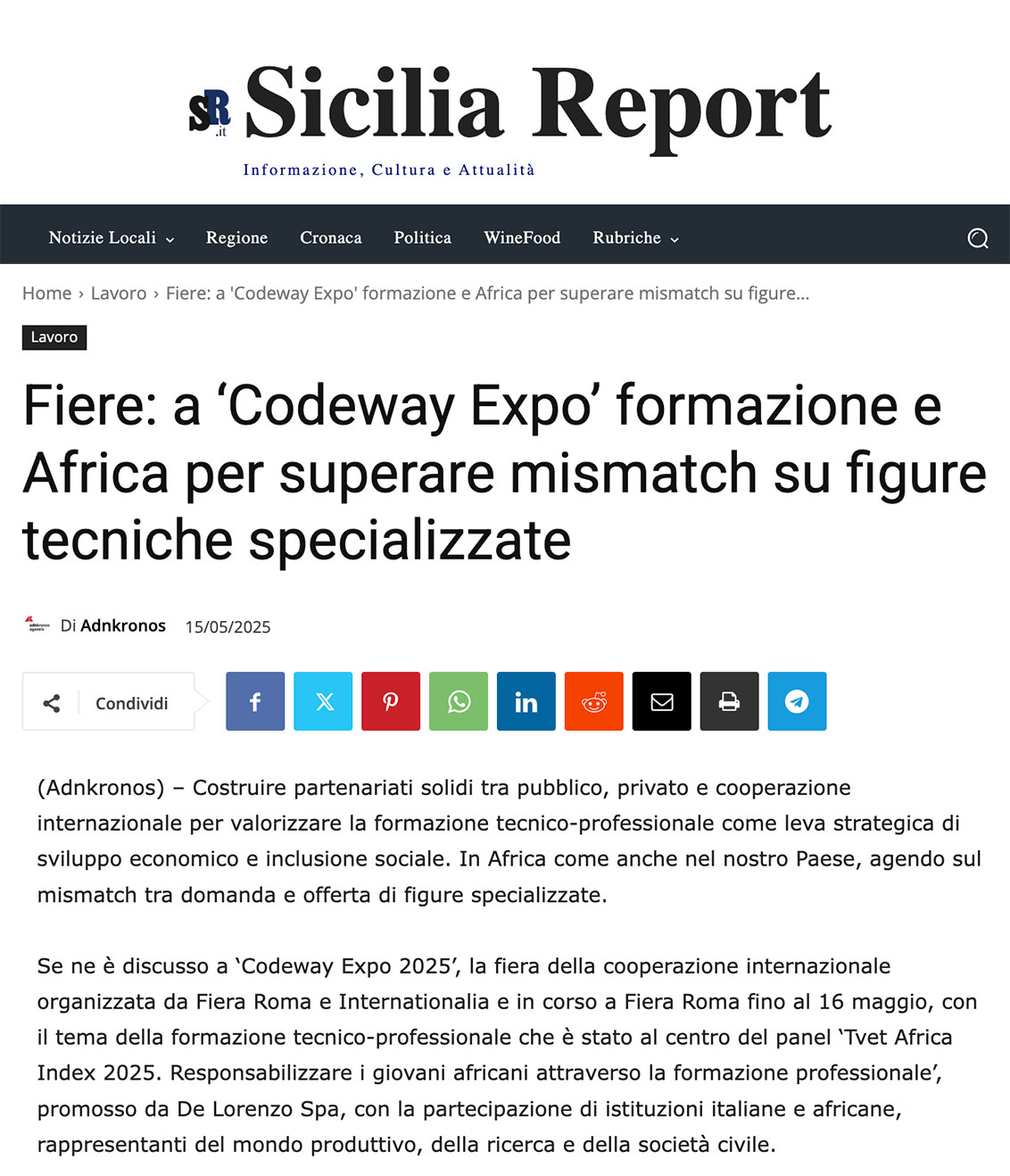 Sicilia Report - Fiere: a ‘Codeway Expo’ formazione e Africa per ...